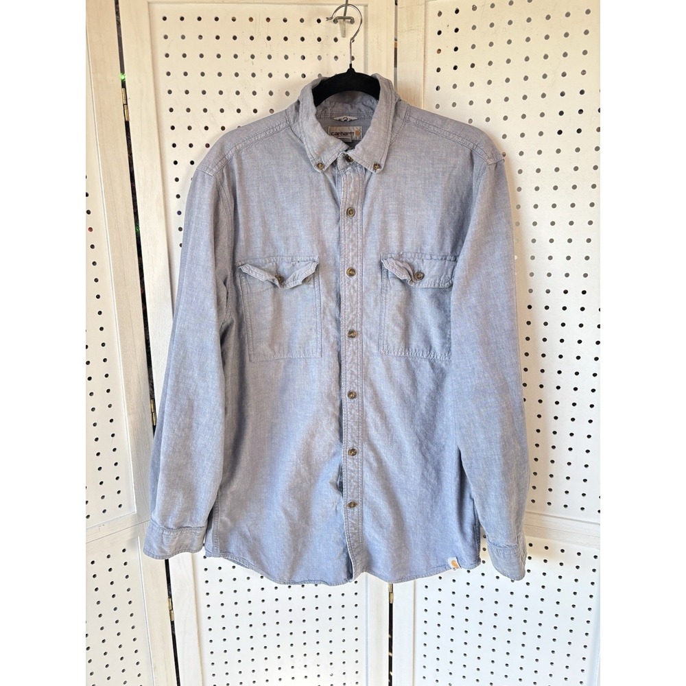 Carhartt Men's M‎ Long SLV Blue Chambray Button Down Collared Shirt